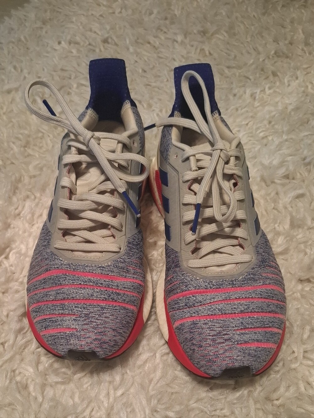 Adidas Women's Solar Glide Boost Running Shoes Knit Gray Pink Blue Size 7 1/2